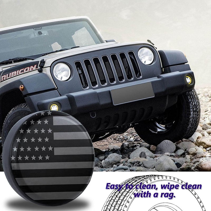 Jusen American Flag Spare Tire Cover Fit for Jeep Wrangler Rv SUV Truck Travel Trailer 14" 15" 16" 17",Waterproof and dustproof Protection Tires (15" for tire Diameter 27.5"-29.5"/69.85-74.93cm) - Image 5